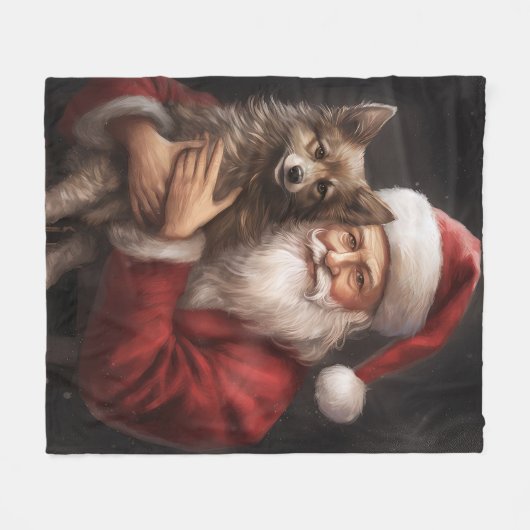 Australische Kelpie met Kerstmis Fleece Deken (Voorkant (Horizontaal))