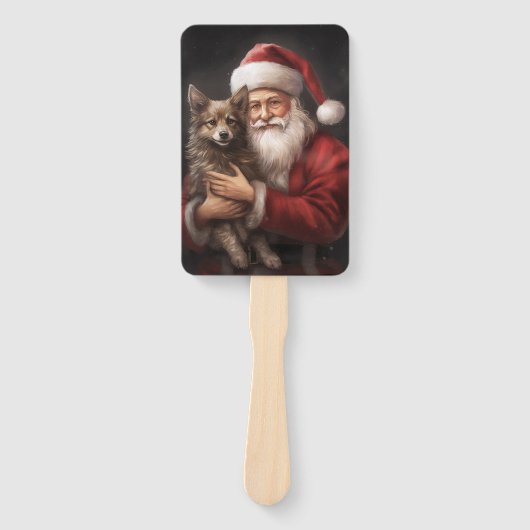 Australische Kelpie met Kerstmis Handwaaier (Voorkant)