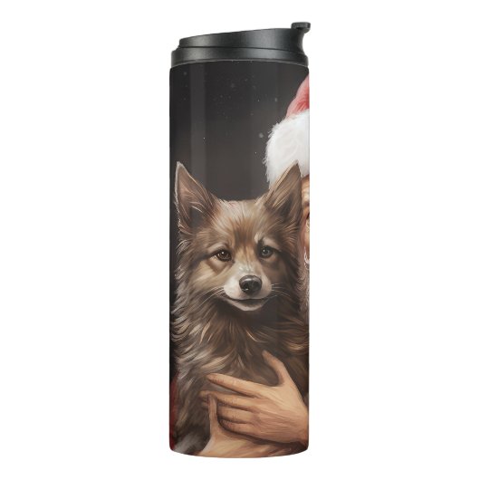 Australische Kelpie met Kerstmis Thermosbeker (Gedraaid links)