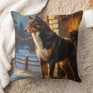 Australische Kelpie met Kerstverlichting Vakantie Kussen