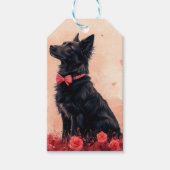 Australische Kelpie met Rozen - Valentijnsdag Cadeaulabel (Voorkant)