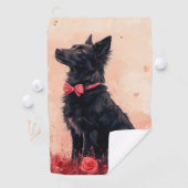 Australische Kelpie met Rozen - Valentijnsdag Golfhanddoek (Insitu)