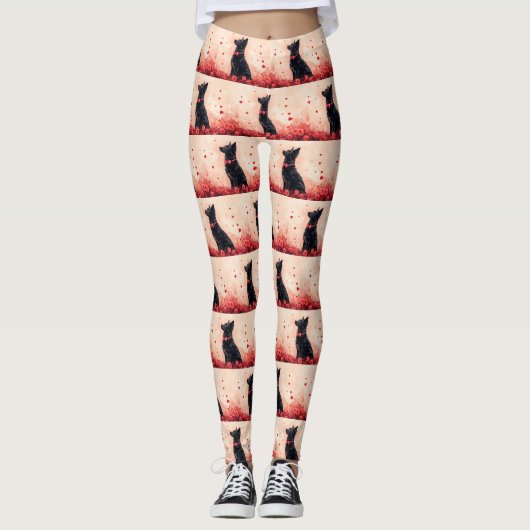 Australische Kelpie met Rozen - Valentijnsdag Leggings (Voorkant)