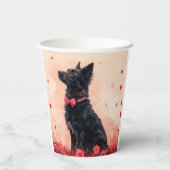 Australische Kelpie met Rozen - Valentijnsdag Papieren Bekers (Achterkant)