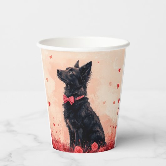 Australische Kelpie met Rozen - Valentijnsdag Papieren Bekers