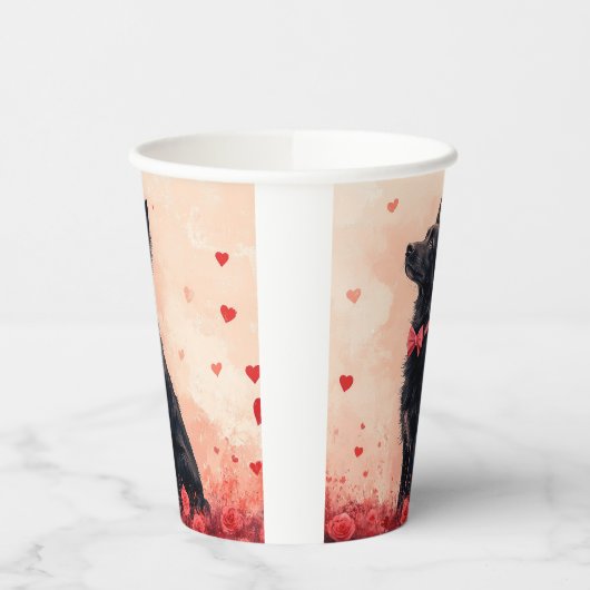 Australische Kelpie met Rozen - Valentijnsdag Papieren Bekers (Links)