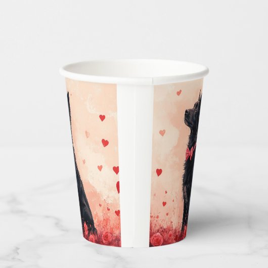 Australische Kelpie met Rozen - Valentijnsdag Papieren Bekers (Rechts)