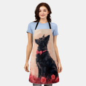 Australische Kelpie met Rozen - Valentijnsdag Schort (Gedragen)