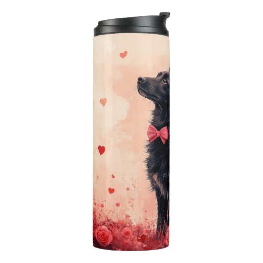 Australische Kelpie met Rozen - Valentijnsdag Thermosbeker (Gedraaid links)