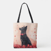 Australische Kelpie met Rozen - Valentijnsdag Tote Bag (Achterkant)