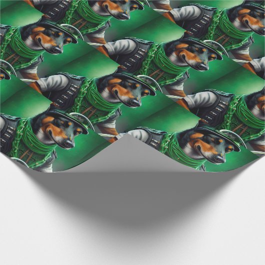 Australische Kelpie motor St. Patrick's Day Cadeaupapier (Hoek)