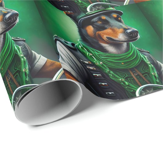 Australische Kelpie motor St. Patrick's Day Cadeaupapier (Rol Hoek)