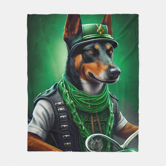 Australische Kelpie motor St. Patrick's Day Fleece Deken (Voorkant)