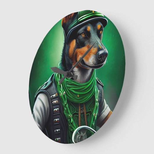 Australische Kelpie motor St. Patrick's Day Grote Klok (Hoek)