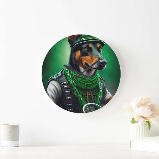 Australische Kelpie motor St. Patrick's Day Grote Klok (Huis)