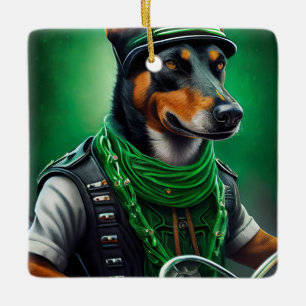 Australische Kelpie motor St. Patrick's Day Keramisch Ornament