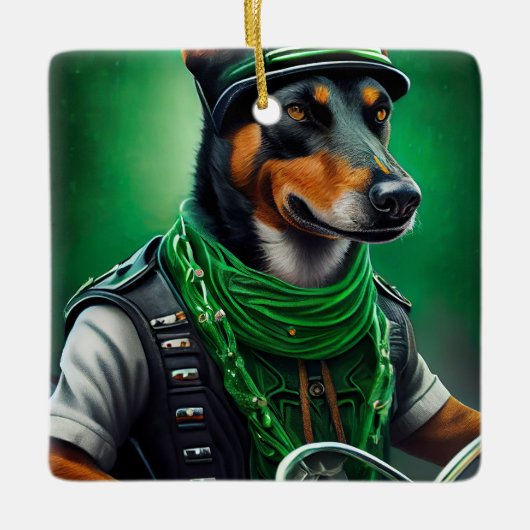 Australische Kelpie motor St. Patrick's Day Keramisch Ornament (Voorkant)