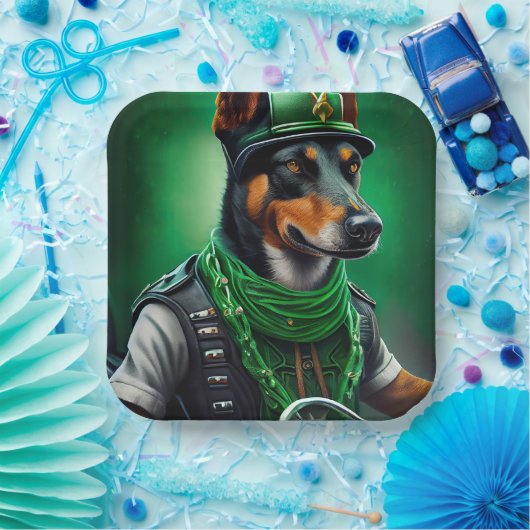 Australische Kelpie motor St. Patrick's Day Papieren Bordje (Feest)