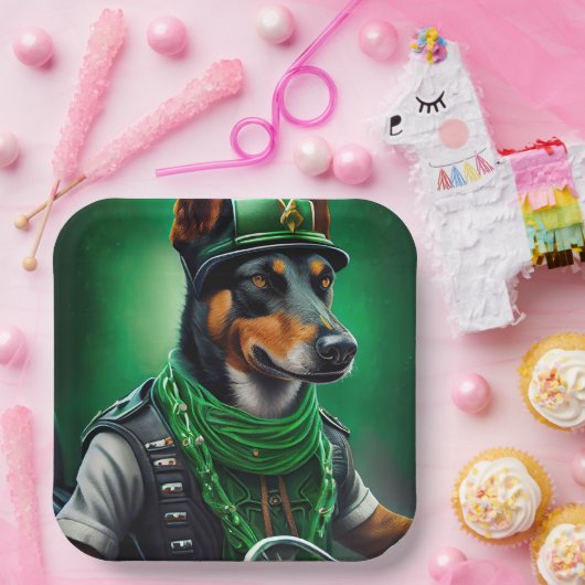Australische Kelpie motor St. Patrick's Day Papieren Bordje (Feest)