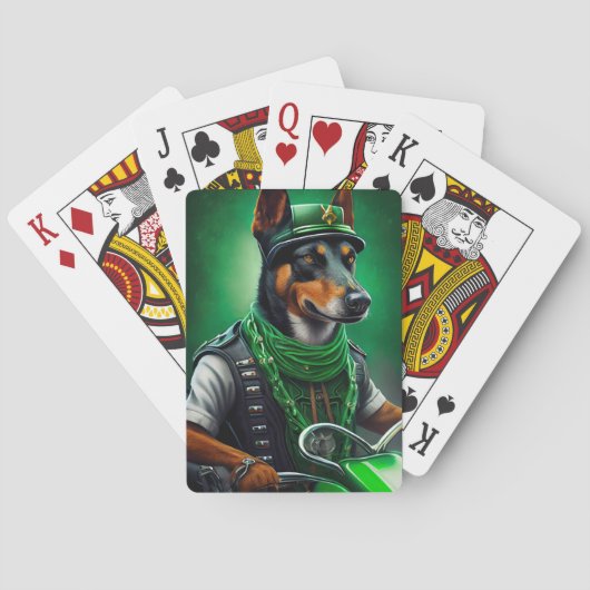 Australische Kelpie motor St. Patrick's Day Pokerkaarten (Achterkant)