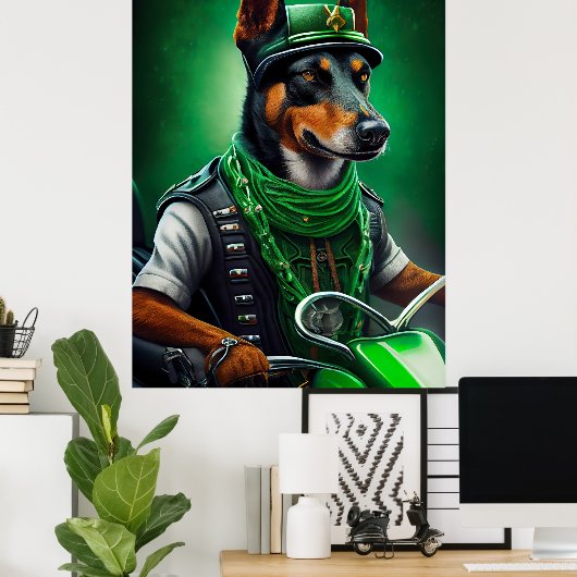 Australische Kelpie motor St. Patrick's Day Poster (Thuiskantoor)