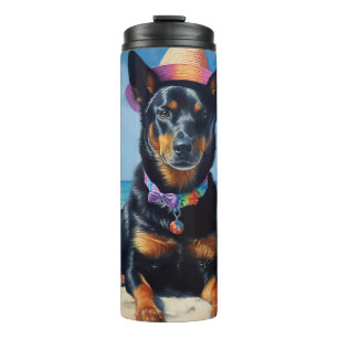 Australische Kelpie op het strand, cadeau voor hon Thermosbeker
