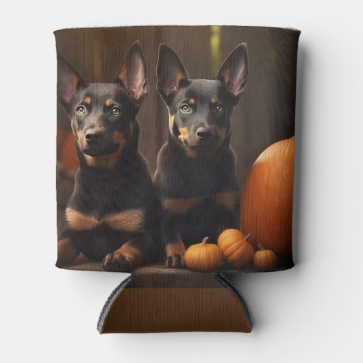 Australische Kelpie Puppy Herfst Delight Pompoen Blikjeskoeler (Voorkant)