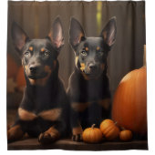 Australische Kelpie Puppy Herfst Delight Pompoen Douchegordijn (Voorkant)