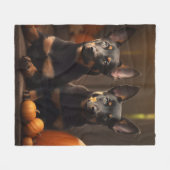 Australische Kelpie Puppy Herfst Delight Pompoen Fleece Deken (Voorkant (Horizontaal))