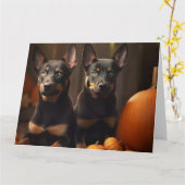 Australische Kelpie Puppy Herfst Delight Pompoen Kaart (Gele Bloem)