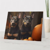 Australische Kelpie Puppy Herfst Delight Pompoen Kaart (Voorkant)