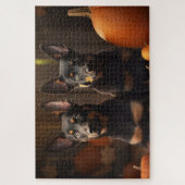 Australische Kelpie Puppy Herfst Delight Pompoen Legpuzzel (Verticaal)