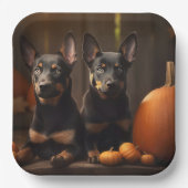 Australische Kelpie Puppy Herfst Delight Pompoen Papieren Bordje (Voorkant)