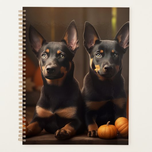 Australische Kelpie Puppy Herfst Delight Pompoen Planner (Voorkant)