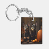 Australische Kelpie Puppy Herfst Delight Pompoen Sleutelhanger (Voorkant Links)