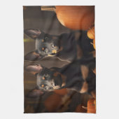 Australische Kelpie Puppy Herfst Delight Pompoen Theedoek (Verticaal)