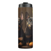 Australische Kelpie Puppy Herfst Delight Pompoen Thermosbeker (Voorkant)