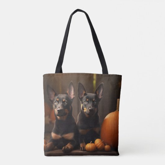Australische Kelpie Puppy Herfst Delight Pompoen Tote Bag (Achterkant)