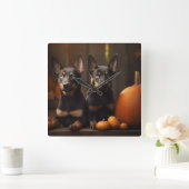 Australische Kelpie Puppy Herfst Delight Pompoen Vierkante Klok (Huis)