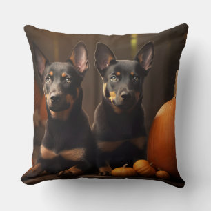 Australische Kelpie Puppy Herfst Plezier Pompoen Kussen