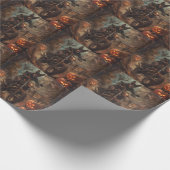 Australische Kelpie Riding Motorfiets Halloween Cadeaupapier (Hoek)