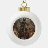 Australische Kelpie Riding Motorfiets Halloween Keramische Bal Ornament (Voorkant)