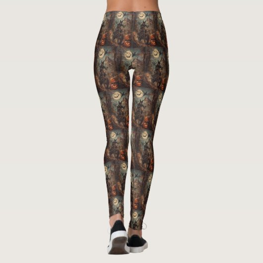 Australische Kelpie Riding Motorfiets Halloween Leggings (Achterkant)