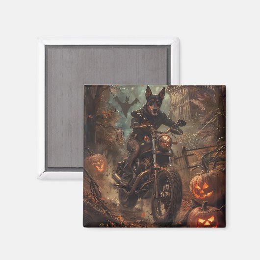 Australische Kelpie Riding Motorfiets Halloween Magneet (Voorkant / Achterkant)