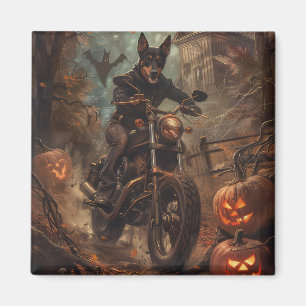 Australische Kelpie Riding Motorfiets Halloween Magneet
