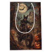 Australische Kelpie Riding Motorfiets Halloween Medium Cadeauzakje (Voorkant)