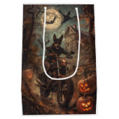 Australische Kelpie Riding Motorfiets Halloween Medium Cadeauzakje (Achterkant)