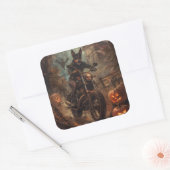 Australische Kelpie Riding Motorfiets Halloween Vierkante Sticker (Envelop)