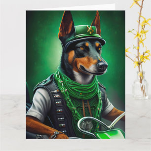 Australische Kelpie rijdt fiets St. Patrick's Day Kaart