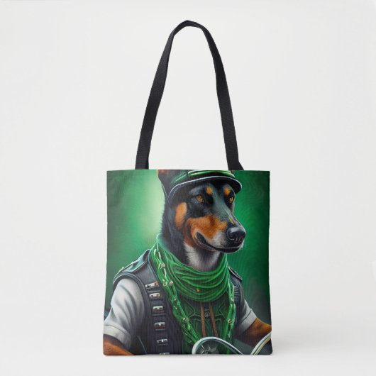 Australische Kelpie rijdt fiets St. Patrick's Day Tote Bag (Voorkant)